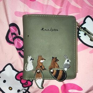Green Wallet with Animal Embroidery